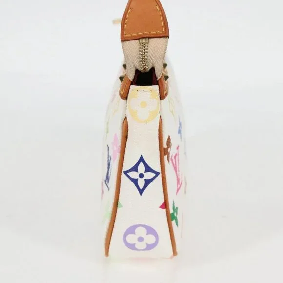 LOUIS VUITTON Monogram Multicolor Pochette Pouch White M92649 LV Auth 135504V Bags